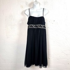 HOT OPTIONS Womens Dress Size 14 Black Beaded Detail Sleeveless A-line