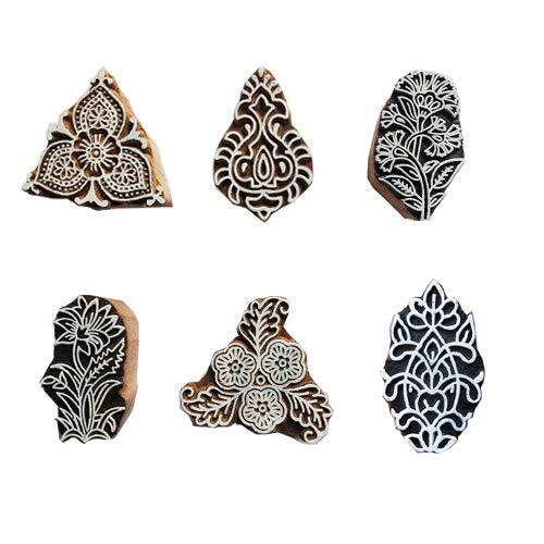 Mandala Wooden Printing Stamps DIY Henna Textile Paper Clay Blocks Set of 6 - Picture 4 of 5