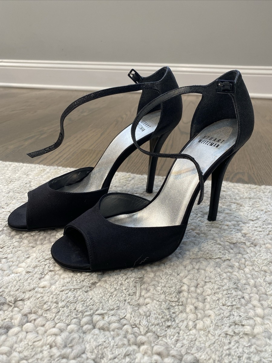 Stewart Weitzman LW 28853 Black Silk and Leather, Made in Spain