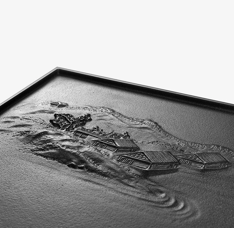 Bandeja de té tallada hecha a mano completa casa de montaña piedra en relieve mesa de té pesada nueva Foto 2 de 4