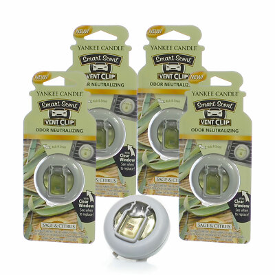 Yankee Candle Car Freshener Smart-Scent Vent Clips, 4-PACK (Sage Citrus) 