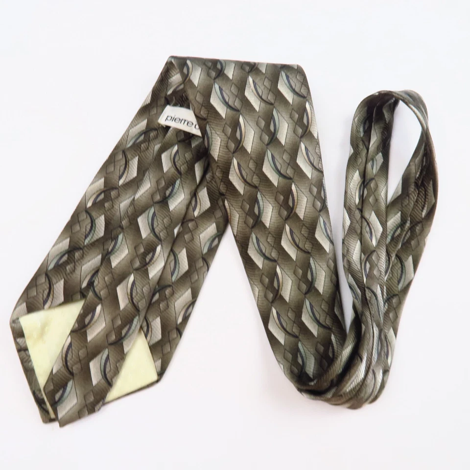 Corbata Pierre Cardin Para Hombre Todo Seda Marrón Geométrico Diamante 59x4 Foto 4 de 4