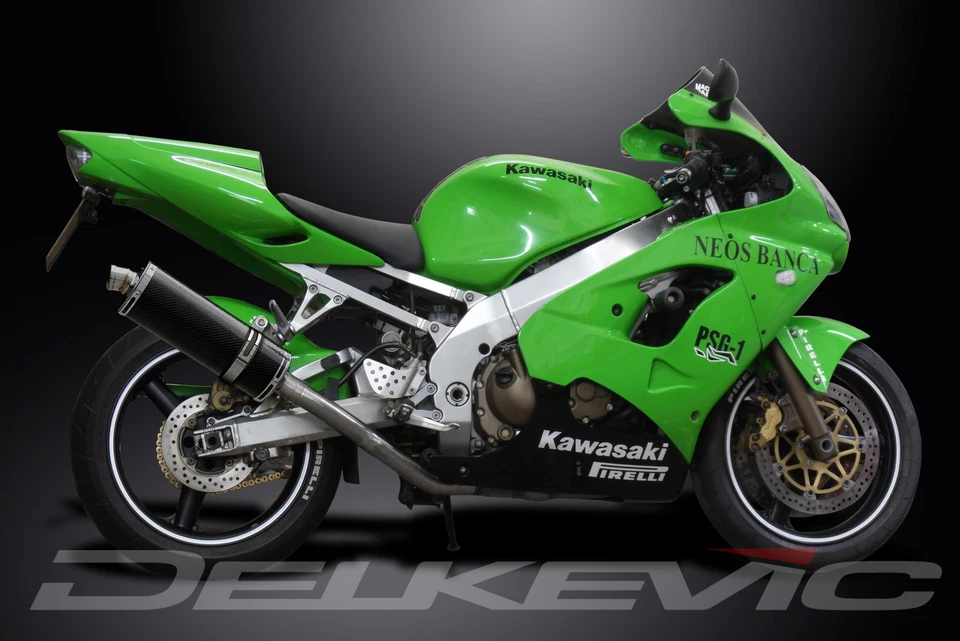 Kit silenciador escape carbono ovalado Kawasaki ZX-9R Ninja 2002-2003 Slip On 14" Foto 4 de 4
