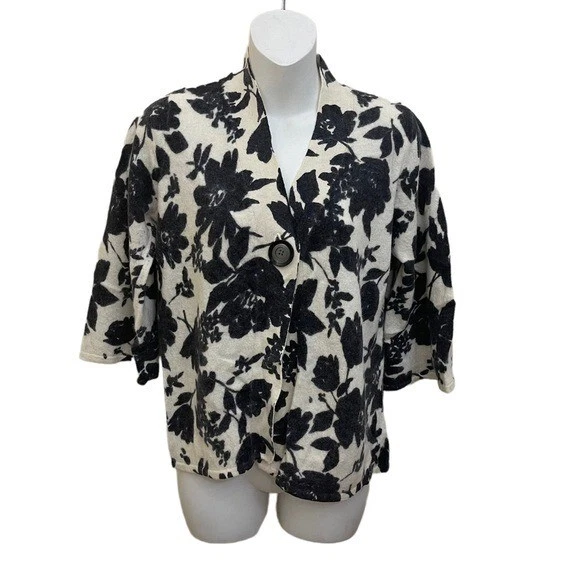 Cárdigan Recortado Susan Bristol Acogedor Corderos Lana Angora Floral Manga 3/4 Talla Grande