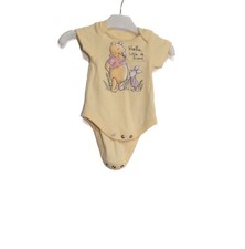 Disney Winnie The Pooh Yellow Baby One Piece With Piglet "Hello Little Friend"