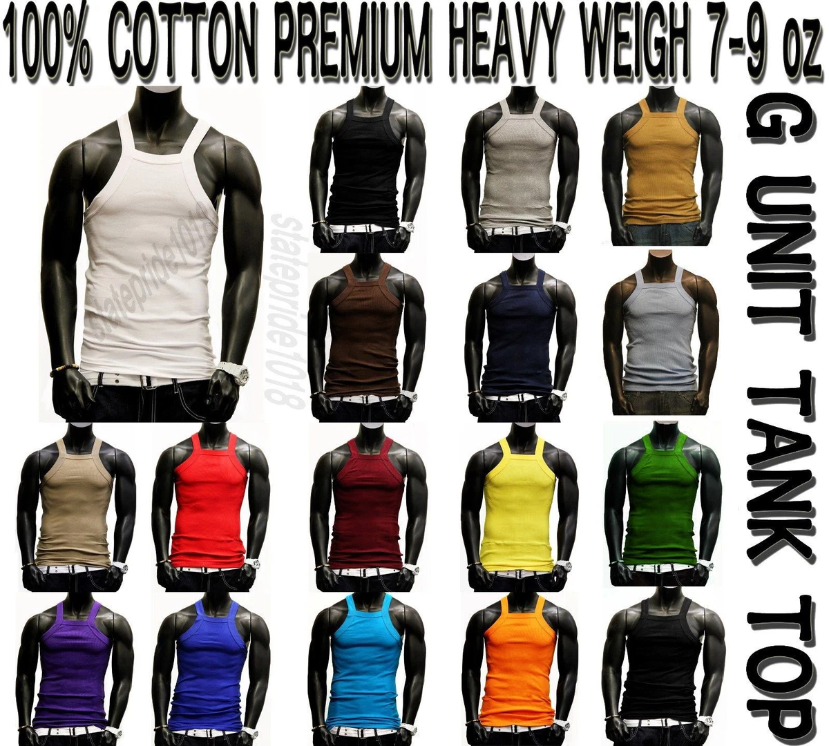 G Unit Style heavy weigh Tank Top Square Cut Wife Beater by THE