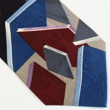Vintage Adolfo Geometric Abstract Blue Mens Neck Tie 56x4 Short Colorful Squares