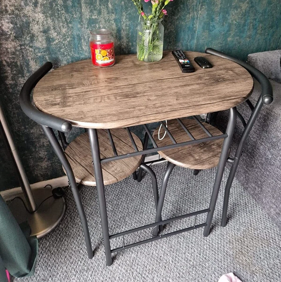 Small Kitchen Table and 2 Chairs Dining Room Furniture Compact Breakfast Seater - Image 2 of 4