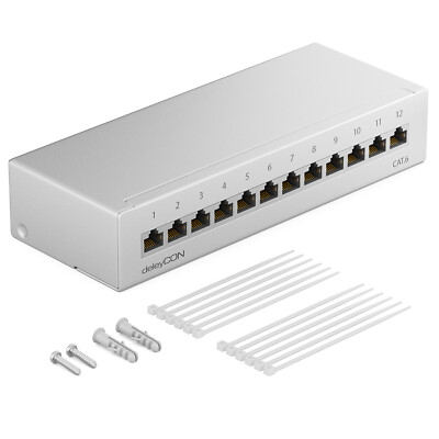 CAT6 Patchpanel 12Port RJ45 Netzwerk Verteilerfeld geschirmt 12x RJ45 Buchse LSA