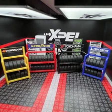 Diorama 1/18 Tire Rack Model Kit Garage Workshop Scene Props Display Accessories