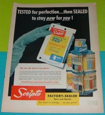 1959 PRINT AD~SCRIPTO PEN & PENCILS THE BEST IN WRITING AT ANY PRICE New Design