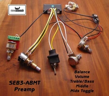 TONE MONSTER SEB3-ABMT Bass Guitar Preamp 4 Pots + Mids Toggle