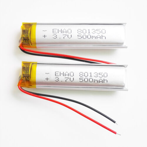 2 pièces 3,7 V 500 mAh batterie rechargeable Lipo pour masseur GPS DEL lumière 801350 - Photo 1 sur 6