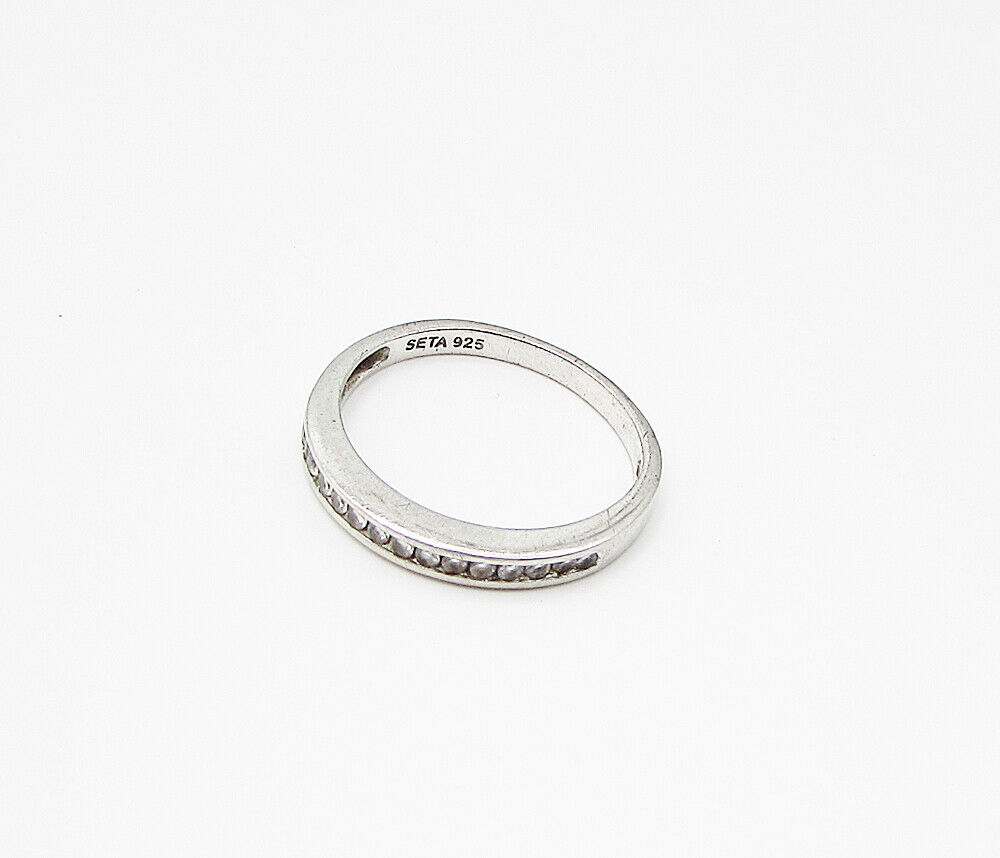 SETA 925 Sterling Silver White Cubic Zirconia Band Ring Sz 9 SETA 925 Sterling Silver White Cubic Zirconia Band Ring Sz 9