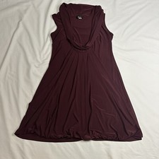 Bali Corps Vintage Cowl Neck Dress Wine Red Ruffled Romantic Pockets 8