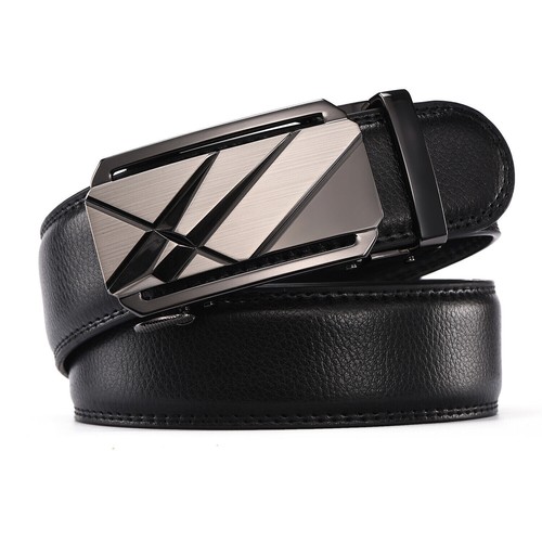 Luxury Men's Real Leather Belt Automatic Buckle Ratchet Waist Strap Jeans Dress - Picture 19 of 23