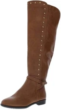 Rialto Womens Ferrell Leather Almond Toe Knee High, Cognac Smooth, Size 7.0 High
