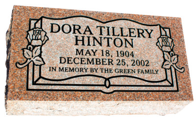 24 x 12 Flat marker headstone  - includes engraving  - Morning Rose granite