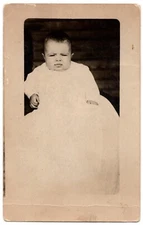 RPPC POSTCARD CIRCA 1910s BABY IN WHITE DRESS NAMED DIVIDED BACK UNPOSTED