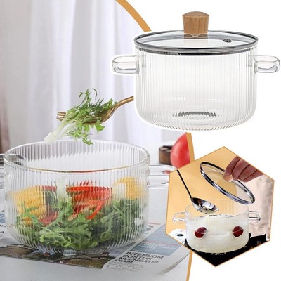Glas Eintopf Herd hitzebeständig Suppentopf Glas Kochen Transparent Eintopf J5L3