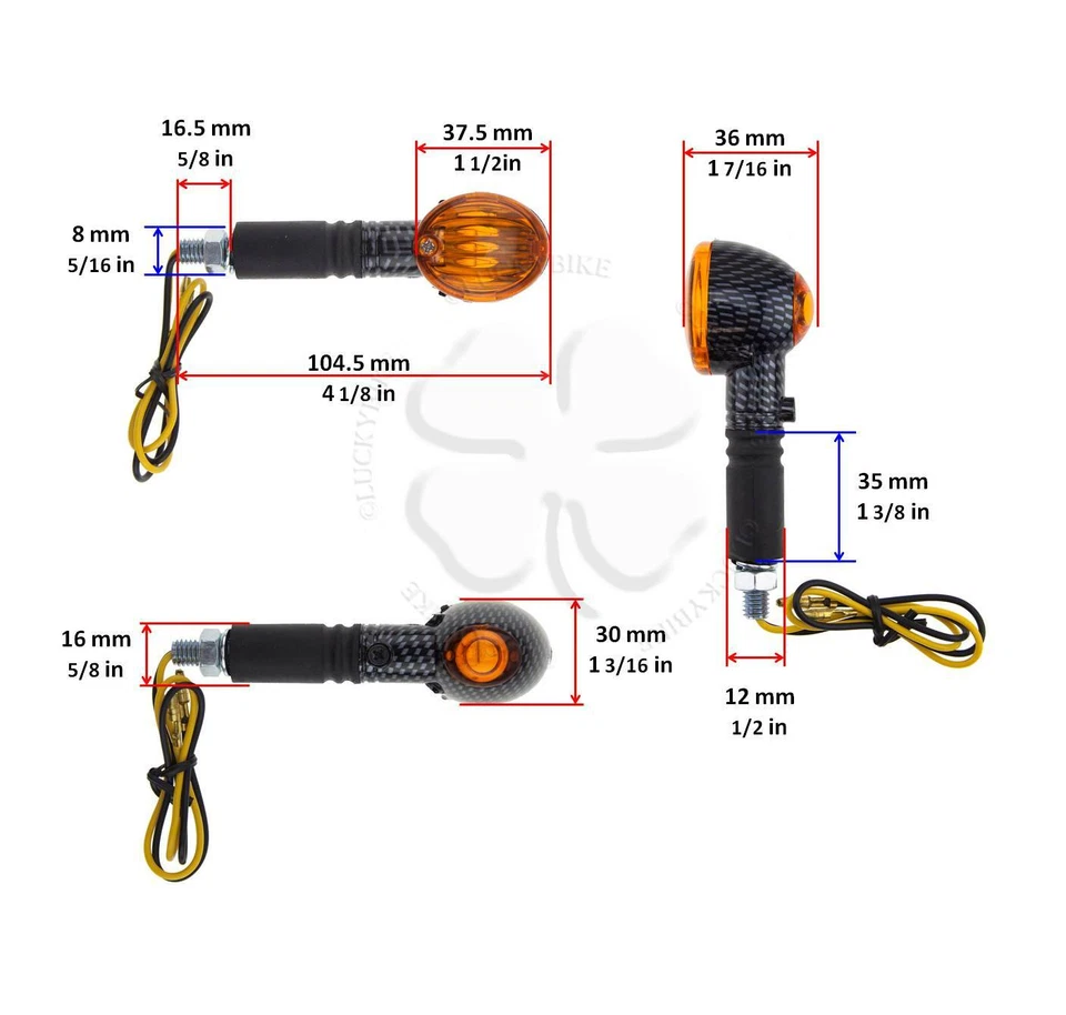 Stalk 转向信号琥珀碳通用轻型摩托车杆闪烁反射 — 第 2/4 张图片