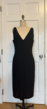  VINTAGE - Black Dress by DOLCE & GABBANA - Italian Wool Mix Midi Pencil Dress
