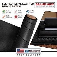 Black Self-Adhesive Leather Repair Patch Tape Black Seat Couch Sofa Chair Jacket