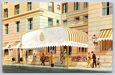 Richmond VA~Hotel Richmond~Doorman~Canopied Entrance~Artist Conception~Vtg PC
