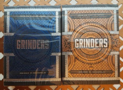 Grinders 2 Deck Set Blau & Kupfer Spielkarten Neu & Sealed LTD Deck