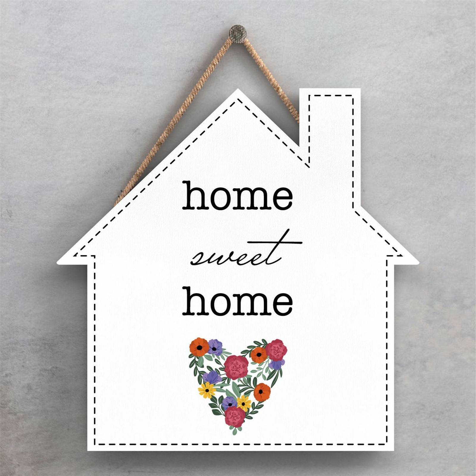 HOME SWEET HOME SPRING MEADOW THEME WOODEN HANGING PLAQUE
