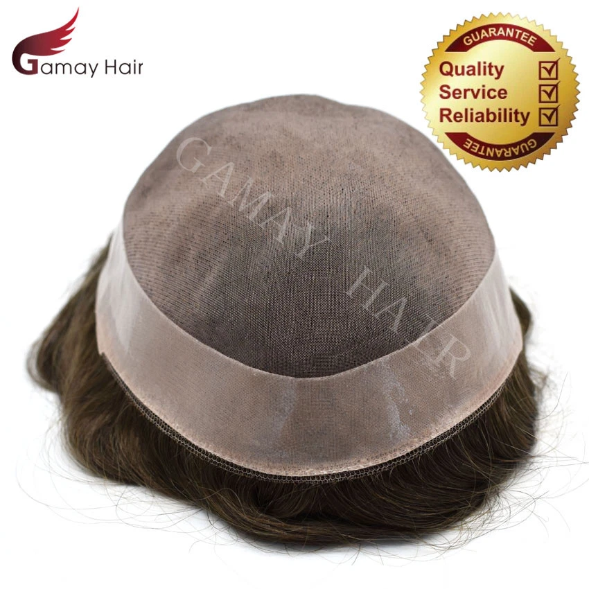 Peluca natural fina mono duradera para hombre Toupee 100 % cabello humano D7-3 Foto 2 de 4