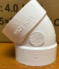 Set of 4 - 45 degree elbow  2" Plastiflex Central Vacuum PVC Fitting  NOS