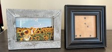 Set Of 2 TABLE TOP PHOTO FRAMES Black  Distressed Driftwood FARMHOUSE RUSTIC