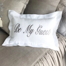 Be My Guest Linen Décor Pillow ~ Brand New