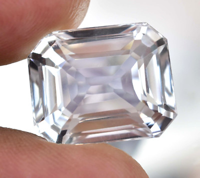 Natural 19.60Ct White Montana Sapphire Emerald Cut Certified Rare Loose Gemstone