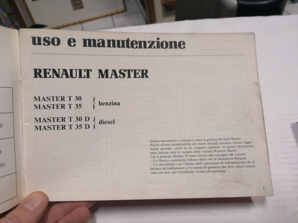 Libretto uso manutenzione originale per RENAULT MASTER 1981 + complemento - Immagine 2 di 4