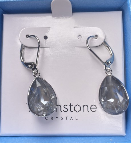 💎Touchstone Crystal Earrings Grey Drop Rhodium New Condition - Picture 4 of 10