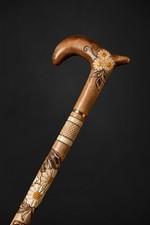 ART-Wooden walking stick hand carved handmade stylish wooden walking cane