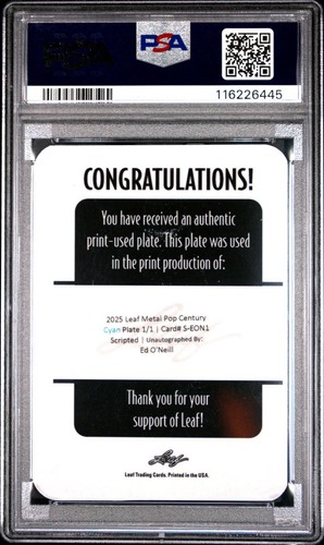 2025 METAL POP CENTURY ED O'NEILL 1/1 SCRIPTED SIG-CYAN PP PSA AUTHENTIC - Picture 6 of 8