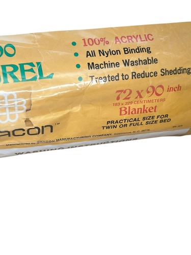 Beacon VTG Gold 100% Acrylic Blanket Twin/Full Size 72x90 Nylon Binding Sealed - Picture 5 of 7