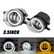 2x 3.5inch Round Bumper Led Fog Lights Projector Halo Drl White Yellow Universal