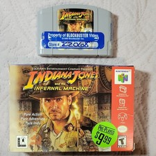 Indiana Jones and the Infernal Machine N64 Box NTSC-U/C Blockbuster - Tested