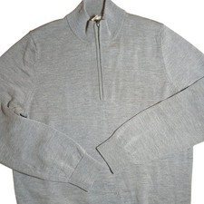 Merino Lambswool 1/4 Zip L.L. Bean Mens L Windstopper Waterfowl Sweater Brown