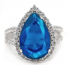 3CT Treated Blue Sapphire  Topaz 925 Solid Sterling Silver Ring Jewelry Sz 7