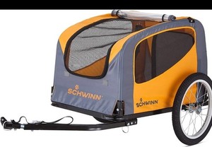 Schwann Rascal Pet Dog Bike Trailer 16" Wheels 50lb Capacity Orange Foldable