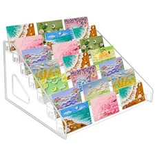 Card Display Stand, 7 Tier 12" Sticker Display, Clear Display Stand Holds Bus...
