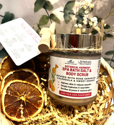 BOTANICAL Natural SPA Bath SALT & BODY SCRUB 200ml in Orange, Rose & Calendula
