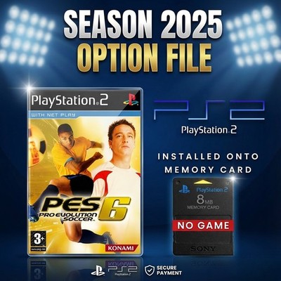 *Season 2025* PES Pro Evolution Soccer 6 Option File PS2 Memory Card PS2