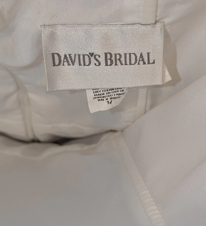 Vestido Formal David’s Novia Sin Tirantes Niñas Talla 14 Rosa Blanco Faja Hasta la Rodilla Foto 4 de 4