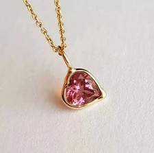 2Ct Heart Cut 14K Yellow Gold Plated Lab Created Pink Sapphire Wedding Pendant